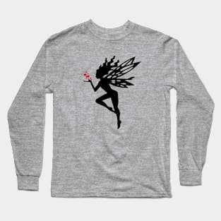 Fairy with Hearts in Silhouette Long Sleeve T-Shirt